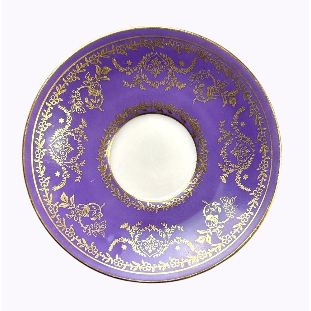 Vintage Demitasse Cup Saucer Bremer Schmidt BES Purple Gold Cameo GDR Lovers - Picture 3 of 16